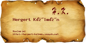 Hergert Kálmán névjegykártya